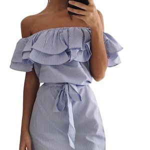 blue pinstripe sundress